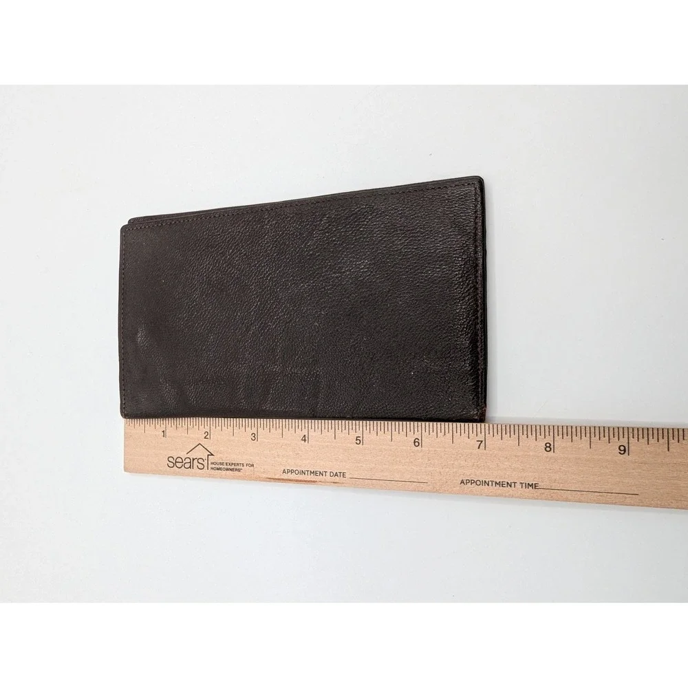 Vintage English Morocco Brown Leather Breast Pocket Wallet Made in Canada Slim